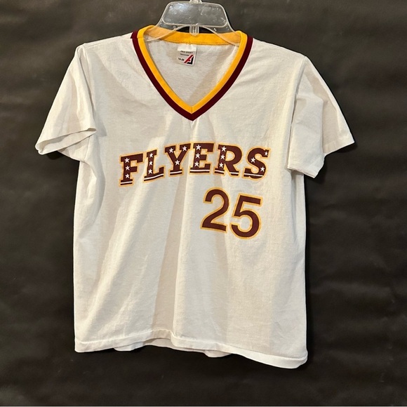Vintage NHL Philadelphia Flyers White and Gold V-Neck Shirt - Picture 1 of 6